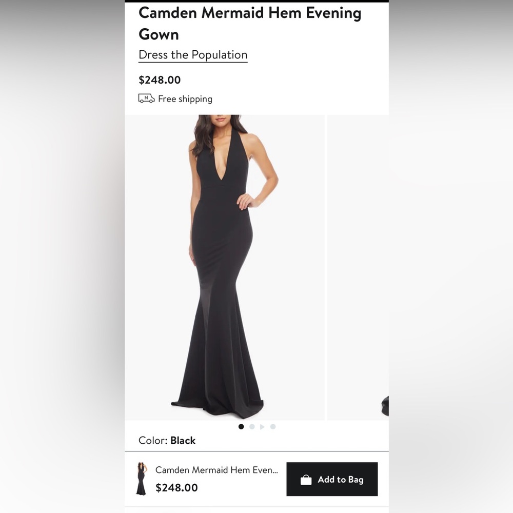 Dress the Population Black dress - formal dress, size S, flattering + stretchy
